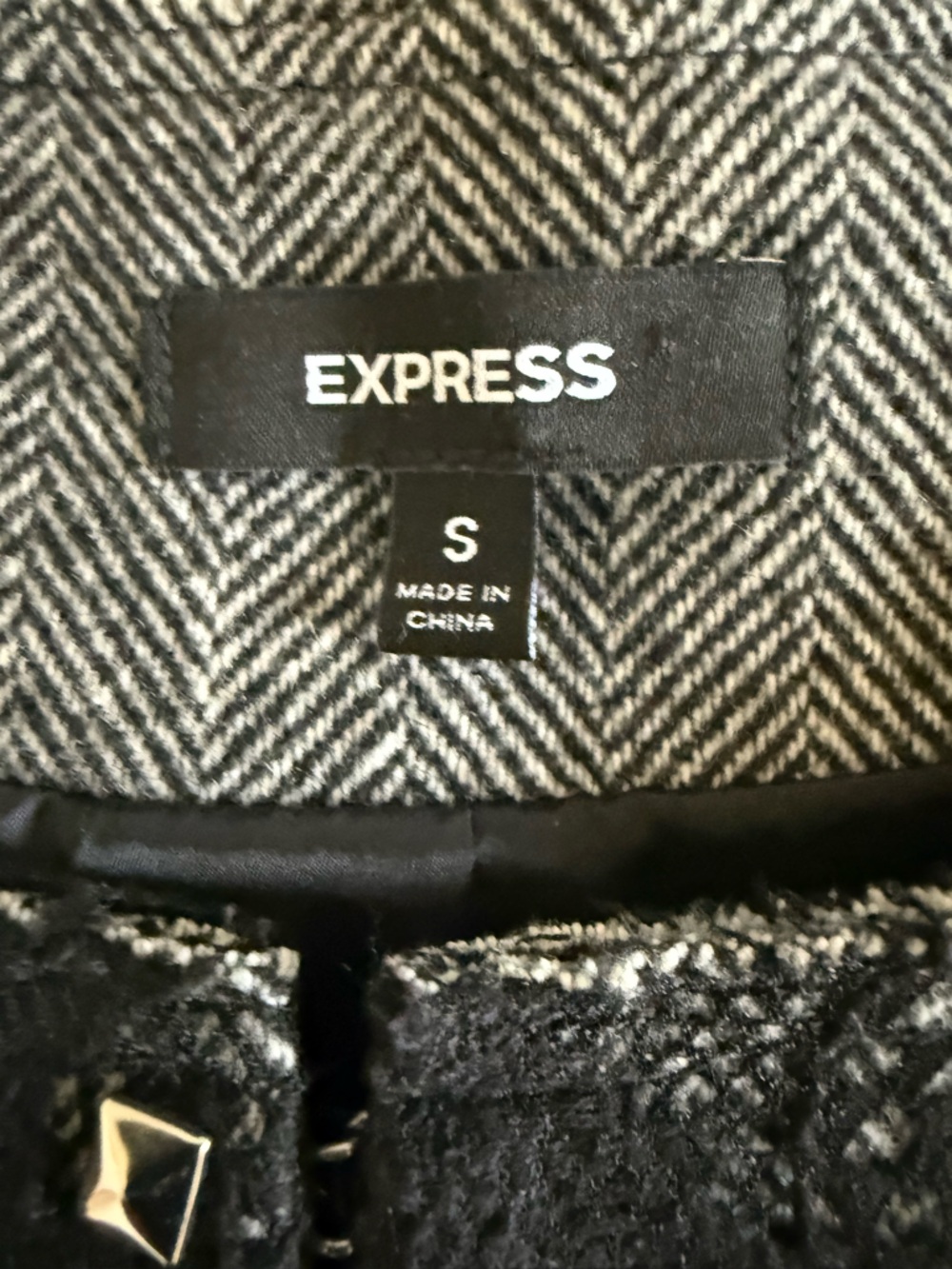 Express Lace Embellished Cropped Jacket | Black Evening Industrial | Size Small - Picture 14 of 16